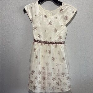 Elegant Cream Snowflake Kids Dress